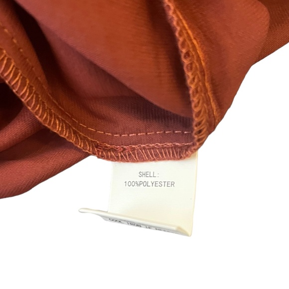 Melloday Red Maroon Ruffle Tiered Satin Flutter Sleeve Maxi Midi Dress size XL - Picture 5 of 5